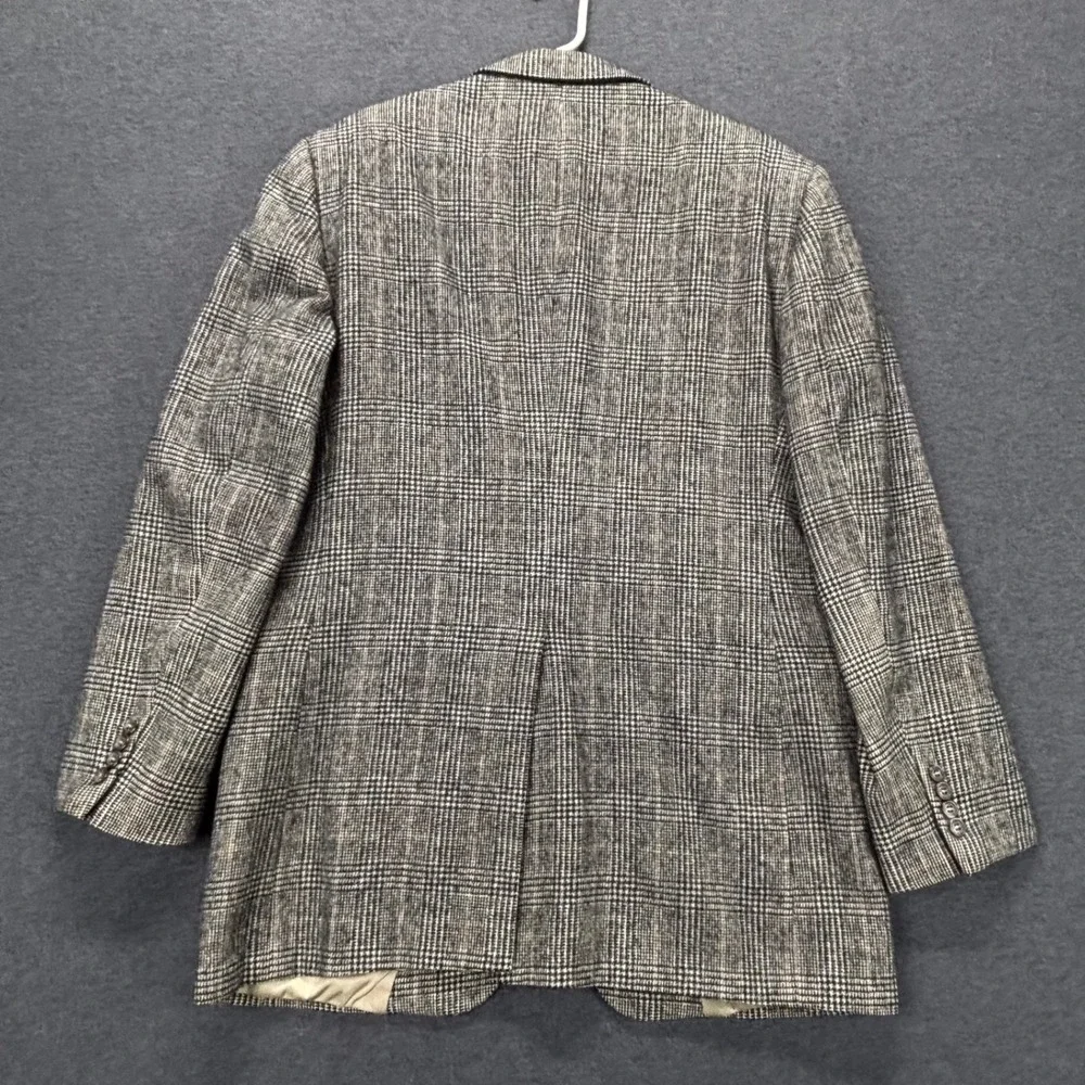 Jos A Bank Sport Coat Mens 44 Camel Hair Glen Plaid‎ Two Button Gray